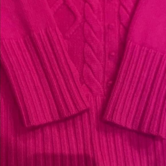 100% Cashmere Pink Cable Knit Turtleneck Sweater - Size LP - Picture 5 of 9